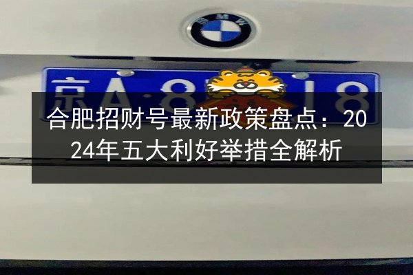 合肥招财号最新政策盘点：2024年五大利好举措全解析 第2张