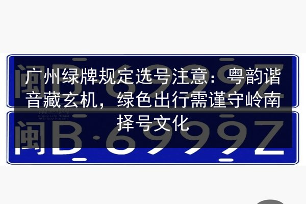 广州绿牌规定选号注意:粤韵谐音藏玄机,绿色出行需谨守岭南择号文化 第2张 广州绿牌规定选号注意:粤韵谐音藏玄机,绿色出行需谨守岭南择号文化 第2张