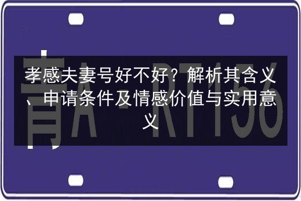 孝感夫妻号好不好？解析其含义、申请条件及情感价值与实用意义 第3张