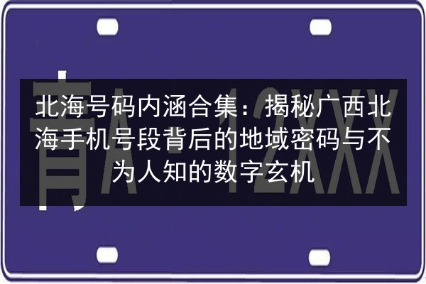 北海号码内涵合集：揭秘广西北海手机号段背后的地域密码与不为人知的数字玄机