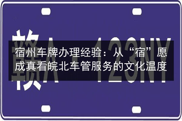 宿州车牌办理经验：从“宿”愿成真看皖北车管服务的文化温度