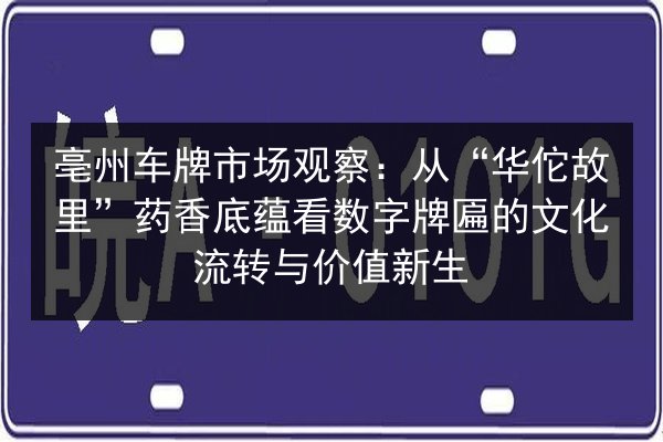 亳州车牌市场观察：从“华佗故里”药香底蕴看数字牌匾的文化流转与价值新生 第3张