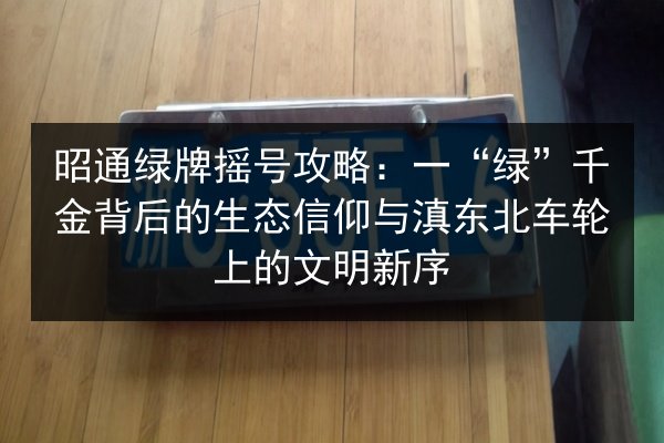 昭通绿牌摇号攻略:一“绿”千金背后的生态信仰与滇东北车轮上的文明新序 第2张 昭通绿牌摇号攻略:一“绿”千金背后的生态信仰与滇东北车轮上的文明新序 第2张