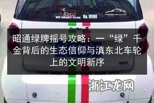 昭通绿牌摇号攻略:一“绿”千金背后的生态信仰与滇东北车轮上的文明新序 第3张 昭通绿牌摇号攻略:一“绿”千金背后的生态信仰与滇东北车轮上的文明新序 第3张