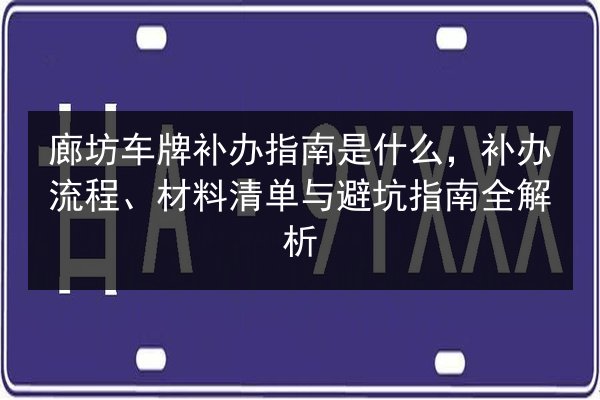 廊坊车牌补办指南是什么，补办流程、材料清单与避坑指南全解析 第2张