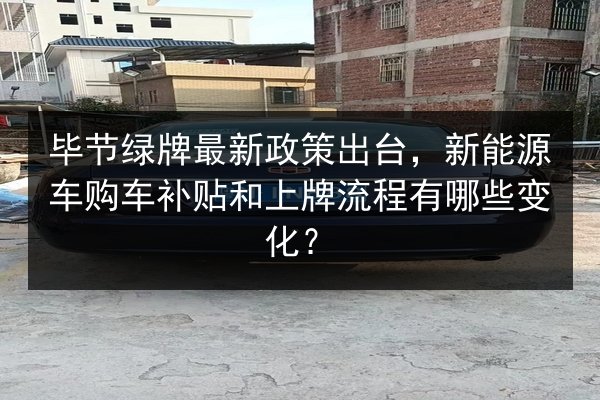 毕节绿牌最新政策出台，新能源车购车补贴和上牌流程有哪些变化？