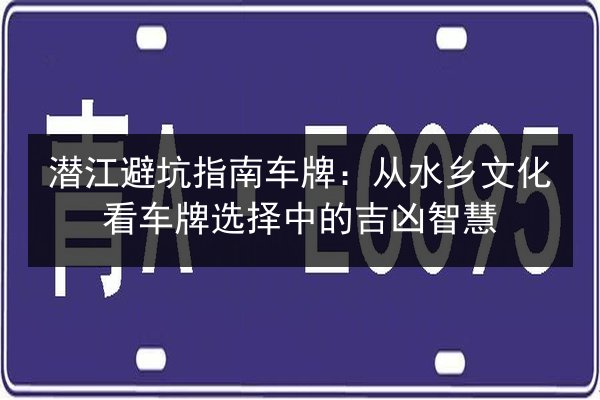 潜江避坑指南车牌：从水乡文化看车牌选择中的吉凶智慧