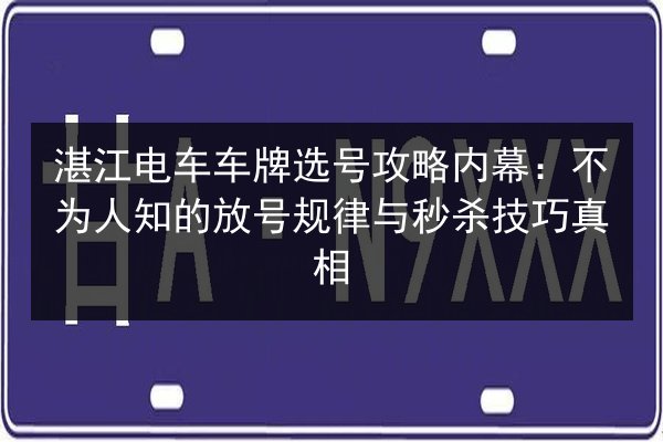 湛江电车车牌选号攻略内幕：不为人知的放号规律与秒杀技巧真相