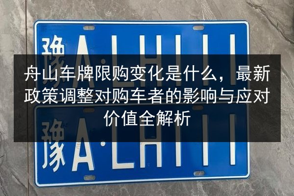 舟山车牌限购变化是什么，最新政策调整对购车者的影响与应对价值全解析