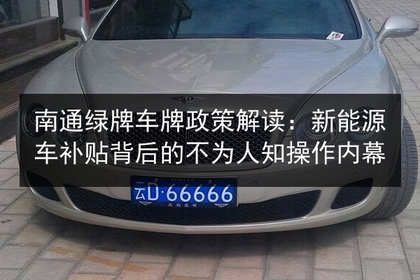 南通绿牌车牌政策解读:新能源车补贴背后的不为人知操作内幕 第2张 南通绿牌车牌政策解读:新能源车补贴背后的不为人知操作内幕 第2张