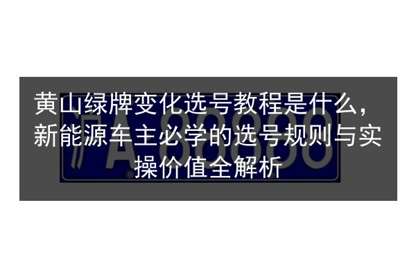 黄山绿牌变化选号教程是什么，新能源车主必学的选号规则与实操价值全解析 第3张