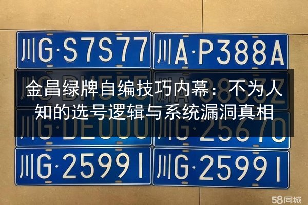 金昌绿牌自编技巧内幕：不为人知的选号逻辑与系统漏洞真相