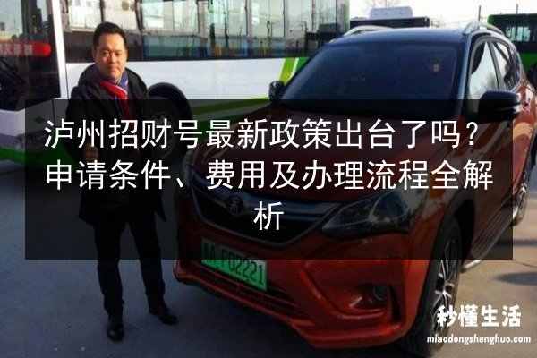 泸州招财号最新政策出台了吗？申请条件、费用及办理流程全解析 第3张