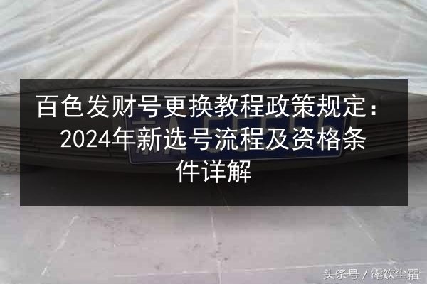 百色发财号更换教程政策规定：2024年新选号流程及资格条件详解