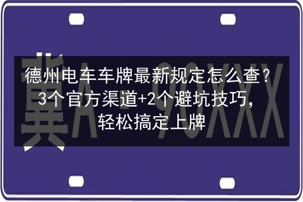 德州电车车牌最新规定怎么查？3个官方渠道+2个避坑技巧，轻松搞定上牌