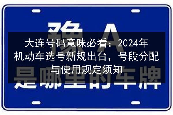 大连号码意味必看:2024年机动车选号新规出台,号段分配与使用规定须知 第2张 大连号码意味必看:2024年机动车选号新规出台,号段分配与使用规定须知 第2张