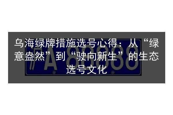 乌海绿牌措施选号心得：从“绿意盎然”到“驶向新生”的生态选号文化