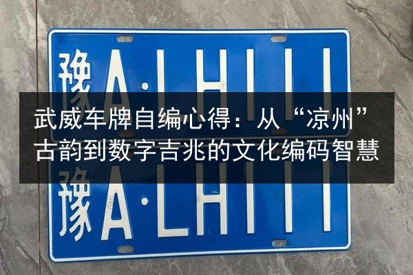 武威车牌自编心得：从“凉州”古韵到数字吉兆的文化编码智慧