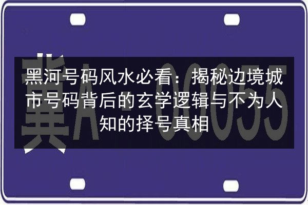 黑河号码风水必看:揭秘边境城市号码背后的玄学逻辑与不为人知的择号真相 第2张 黑河号码风水必看:揭秘边境城市号码背后的玄学逻辑与不为人知的择号真相 第2张