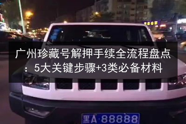 广州珍藏号解押手续全流程盘点：5大关键步骤+3类必备材料 第3张
