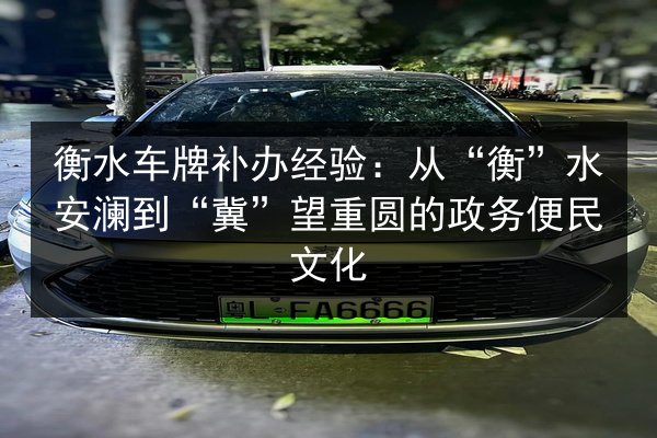 衡水车牌补办经验：从“衡”水安澜到“冀”望重圆的政务便民文化
