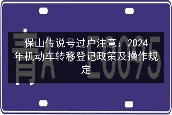 保山传说号过户注意:2024年机动车转移登记政策及操作规定 第2张 保山传说号过户注意:2024年机动车转移登记政策及操作规定 第2张