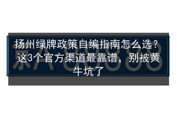 扬州绿牌政策自编指南怎么选?这3个官方渠道最靠谱,别被黄牛坑了 第3张 扬州绿牌政策自编指南怎么选?这3个官方渠道最靠谱,别被黄牛坑了 第3张