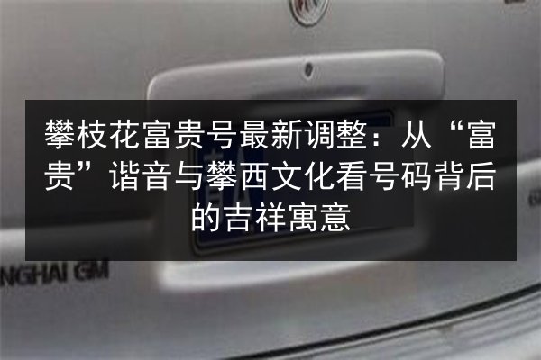 攀枝花富贵号最新调整：从“富贵”谐音与攀西文化看号码背后的吉祥寓意