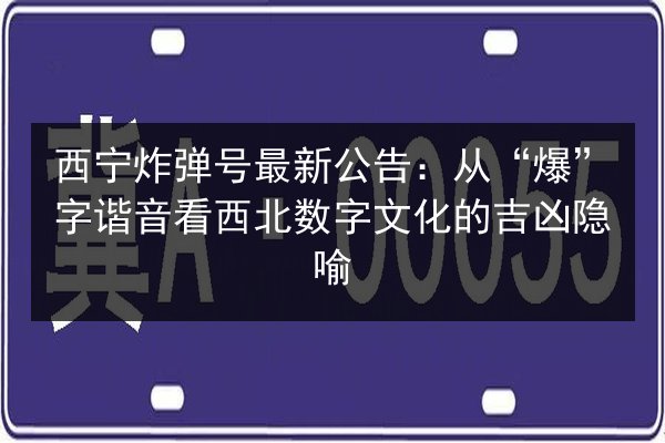 西宁炸弹号最新公告：从“爆”字谐音看西北数字文化的吉凶隐喻 第2张