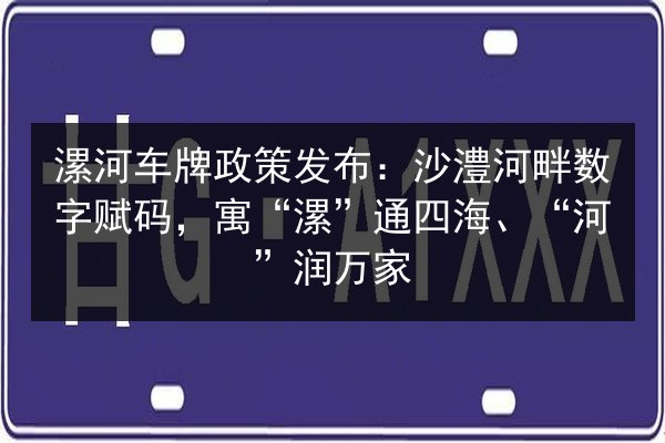 漯河车牌政策发布：沙澧河畔数字赋码，寓“漯”通四海、“河”润万家 第2张