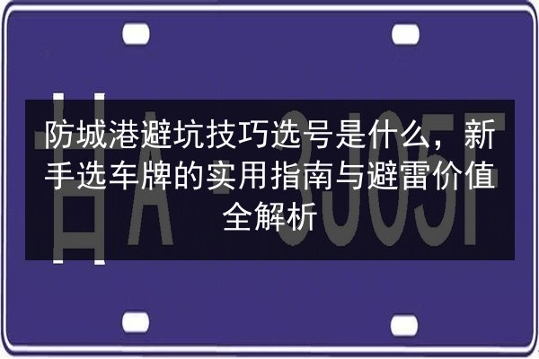 防城港避坑技巧选号是什么，新手选车牌的实用指南与避雷价值全解析 第2张