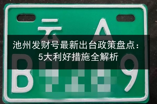 池州发财号最新出台政策盘点：5大利好措施全解析