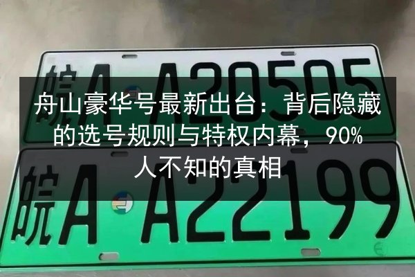 舟山豪华号最新出台：背后隐藏的选号规则与特权内幕，90%人不知的真相 第2张