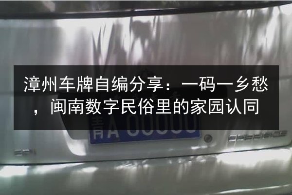 漳州车牌自编分享：一码一乡愁，闽南数字民俗里的家园认同 第3张