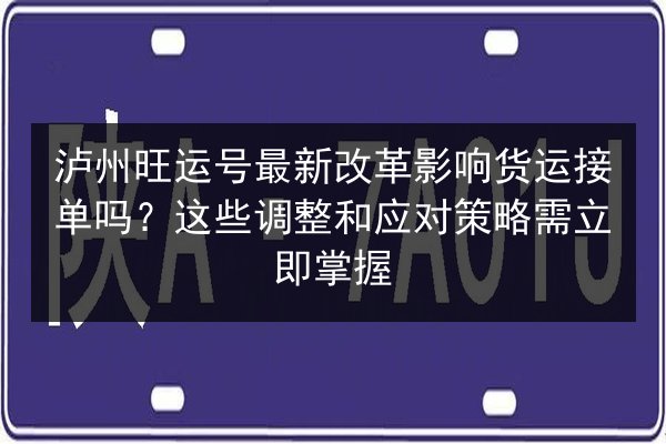 泸州旺运号最新改革影响货运接单吗？这些调整和应对策略需立即掌握 第2张