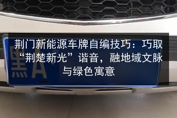 荆门新能源车牌自编技巧:巧取“荆楚新光”谐音,融地域文脉与绿色寓意 第3张 荆门新能源车牌自编技巧:巧取“荆楚新光”谐音,融地域文脉与绿色寓意 第3张
