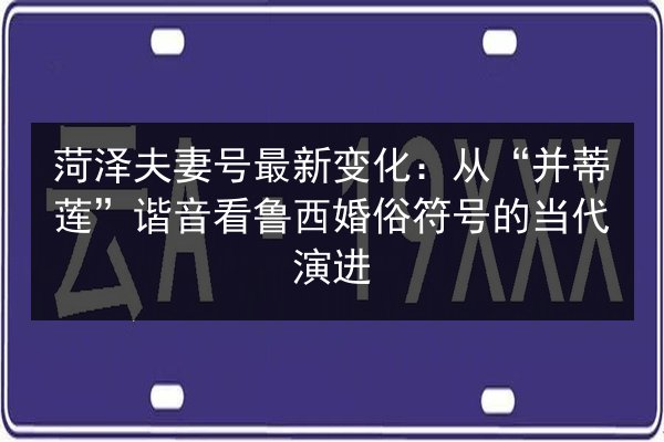 菏泽夫妻号最新变化:从“并蒂莲”谐音看鲁西婚俗符号的当代演进 第2张 菏泽夫妻号最新变化:从“并蒂莲”谐音看鲁西婚俗符号的当代演进 第2张