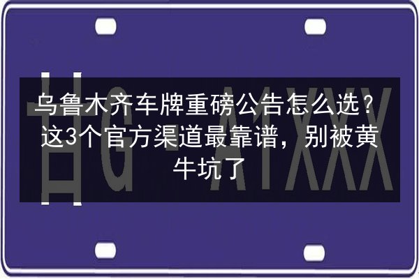 乌鲁木齐车牌重磅公告怎么选？这3个官方渠道最靠谱，别被黄牛坑了 第2张