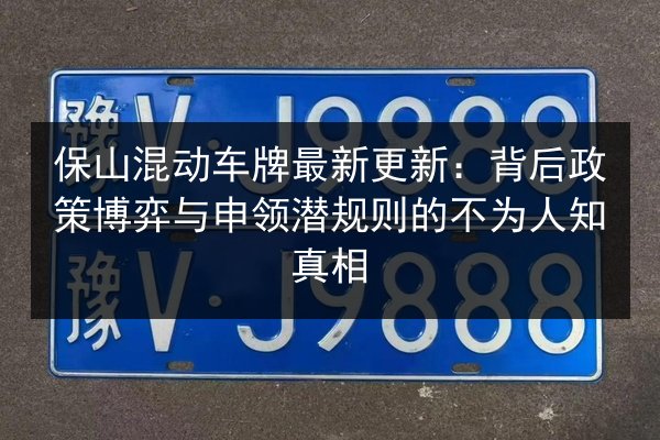 保山混动车牌最新更新：背后政策博弈与申领潜规则的不为人知真相 第2张