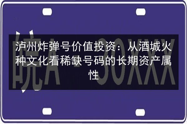 泸州炸弹号价值投资：从酒城火种文化看稀缺号码的长期资产属性