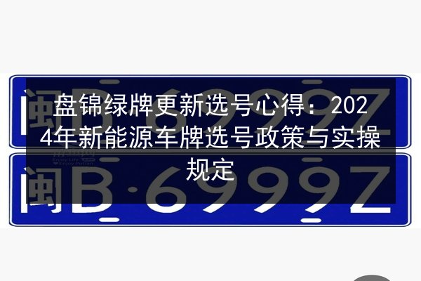 盘锦绿牌更新选号心得:2024年新能源车牌选号政策与实操规定 第2张 盘锦绿牌更新选号心得:2024年新能源车牌选号政策与实操规定 第2张