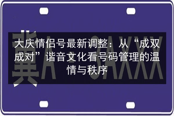 大庆情侣号最新调整:从“成双成对”谐音文化看号码管理的温情与秩序 第3张 大庆情侣号最新调整:从“成双成对”谐音文化看号码管理的温情与秩序 第3张