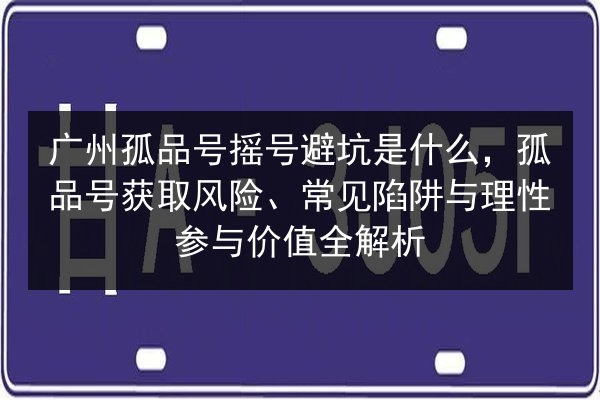 广州孤品号摇号避坑是什么，孤品号获取风险、常见陷阱与理性参与价值全解析 第2张