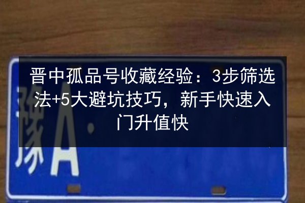 晋中孤品号收藏经验：3步筛选法+5大避坑技巧，新手快速入门升值快