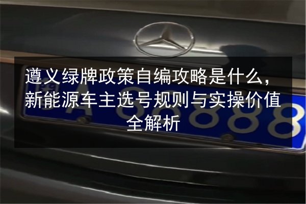 遵义绿牌政策自编攻略是什么,新能源车主选号规则与实操价值全解析 第2张 遵义绿牌政策自编攻略是什么,新能源车主选号规则与实操价值全解析 第2张