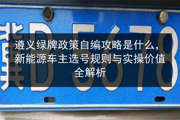 遵义绿牌政策自编攻略是什么,新能源车主选号规则与实操价值全解析 第3张 遵义绿牌政策自编攻略是什么,新能源车主选号规则与实操价值全解析 第3张