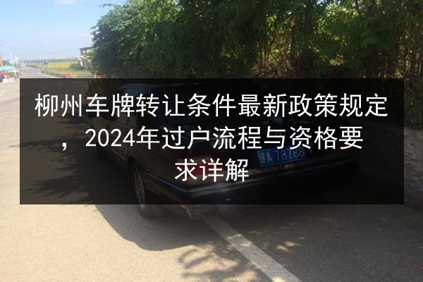 柳州车牌转让条件最新政策规定，2024年过户流程与资格要求详解