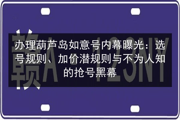 办理葫芦岛如意号内幕曝光：选号规则、加价潜规则与不为人知的抢号黑幕 第2张