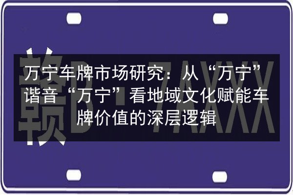 万宁车牌市场研究：从“万宁”谐音“万宁”看地域文化赋能车牌价值的深层逻辑