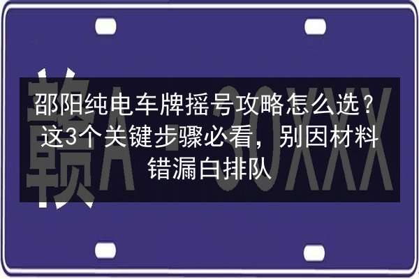 邵阳纯电车牌摇号攻略怎么选？这3个关键步骤必看，别因材料错漏白排队